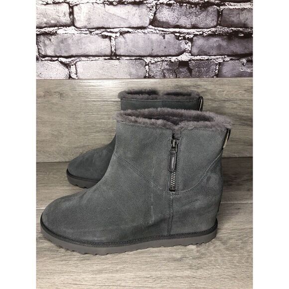 NEW UGG WOMEN'S CLASSIC FEMME ZIP MINI GREY / GRAY ANKLE BOOTS SIZE 11 1117535 - Picture 7 of 16